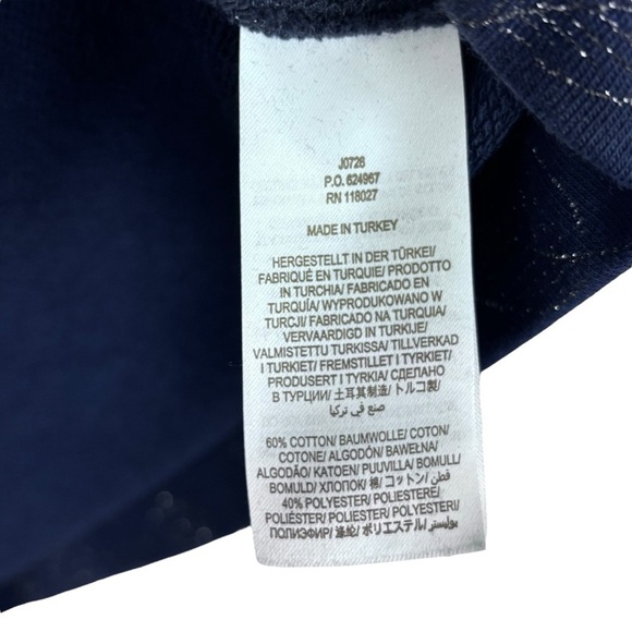 BODEN J0728 HANNAH NAVY SILVER METALLIC LEAF PULLOVER COTTON SWEATSHIRT DRESS - Picture 12 of 13